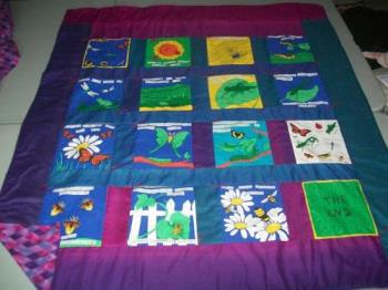 Bug Book Quilt - I made this for my 4 yr old grandson for his birthday---instead of making the soft bug book that the material was intended for, I made it into a quilt instead. It just so happened I had found the other material in my stash that worked for the in between and the backing. Bug Book Quilt - I made this for my 4 yr old grandson for his birthday---instead of making the soft bug book that the material was intended for, I made it into a quilt instead. It just so happened I had found the other material in my stash that worked for the in between and the backing.