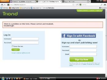 triond log in problem - This is what I get after submitting my username and password.