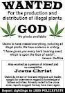 Wanted Poster - Wanted poster for God for the manufacturing and distribution of an illegal substance.