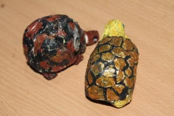 a pair of tortoise: creation of Samalay RN Kashyap - The two tortoises are made out of waste materials.