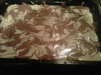marbled chocolate - white and milk chocolate and peanut butter marbled