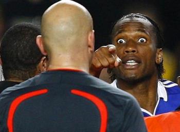 Drogba angry with referee after the Barca game - Drogba was angry with the referee after the Barcelona as he felt many unfair decisions were made against Chelsea.