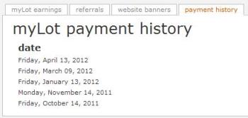 Mylot Payment History - screenshot of my mylot payment history