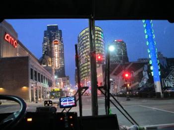 Downtown Kansas City, MO at night - This was taken with a Canon G12 at night on a moving bus. Downtown Kansas City, MO at night - This was taken with a Canon G12 at night on a moving bus.