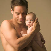 father and baby  - father and child naked