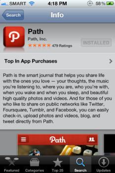 Path App in the App Store - This is a screenshot and description of the Path app for iPhone