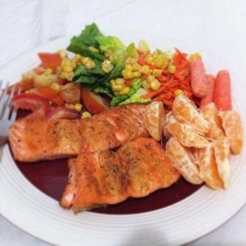 Baked Salmon with Side Dish - A very healthy meal.
