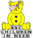 Pudsey Bear - Childrens charity mascot. Pudsey Bear - Childrens charity mascot.