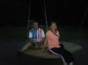 Bob and Debbie Olson at the Walker Art Center, Jun - A giant anchored swing on the grounds at the Walker Art Center 6/9/12