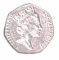 50p - An old english coin from the days prior to decimal currency.