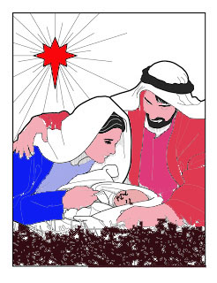 Christ nativity - Picture of Jesus Christ nativity with Mama Mary and Peter