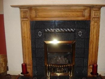 Fireplace With Varnish Rubbed Off - Red Here We Co - Plan To Paint The Wood Red on Fire Surround