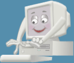 computer - Animated computer has face and is typing with arms 