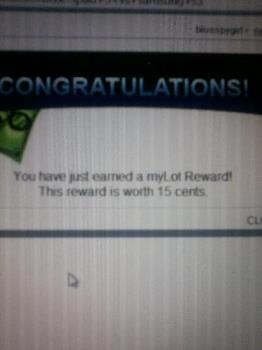 myLot reward notice -  This photo was taken a while ago whehn I received a myLot reward. :)