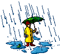 raining - animation person in rain with umbrella