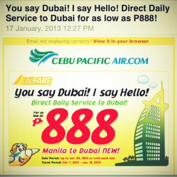 Cebu Pacific now has direct flights to Dubai - Cebu Pacific now offer direct flights to Dubai