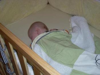 JD sleeping in crib - JD sleeping in his crib for the first time. 