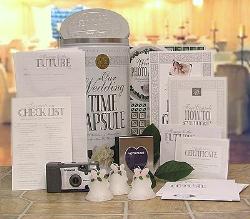 wedding time capsule - A collection of things the bride and groom can use to forever remember their special day.