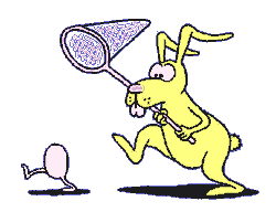 Easter bunny chasing egg