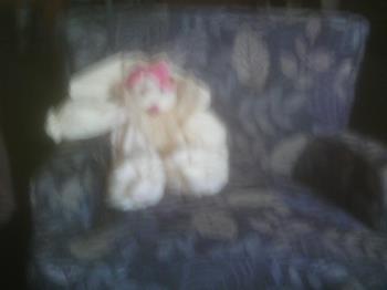 grandma chair with bunny in it. grandma chair with bunny in it.