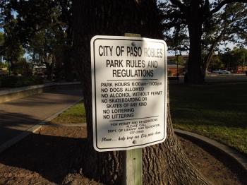 Rules Sign for Paso Robles Downtown City Park