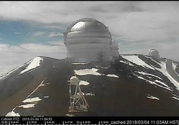 Snow at Mauna Kea now - via web cam March 4, 2018. Snow at Mauna Kea now - via web cam March 4, 2018.