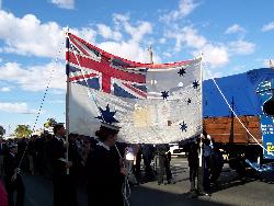 Royal Australian Navy White Ensign - Mildura, Victoria, Australia.   Anzac Day at the Engineers Reunion. 