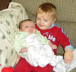 a pic of my boys - this is a pic of my two sons...Kameron (18 months) and Kreighton (7 weeks) aren&#039;t they cute?!