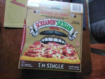 Box, grocery, frozen pizza, red sauce, square pizza Box, grocery, frozen pizza, red sauce, square pizza