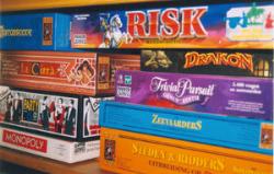 board games - shelf full of board games