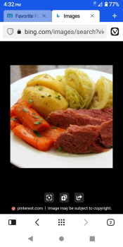 Picture of fresh corn beef and cabbage and potatoes and carrots from pinterest.