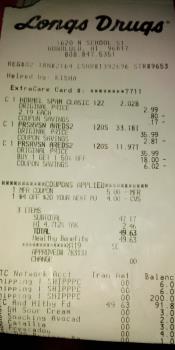 -$18 from coupons Longs receipt. -$18 from coupons Longs receipt.