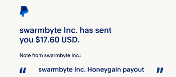Payment from Honeygain. My screenshot from my mail. Payment from Honeygain. My screenshot from my mail.