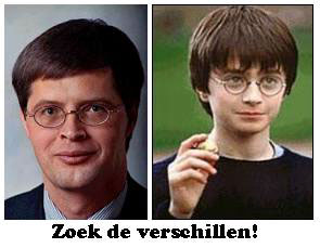 balkenende and potter - minister president Balkenende and Harry Potter. 
Search for the differences!