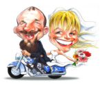 Harley - Caricature of couple on a motorcycle.