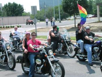 That&#039;s me... - on the bike behind the Pride Flag...