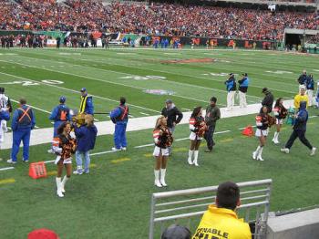 The Carolina Panthers vs. The Bengals pt. 50 - Picture of the cheerleaders on the sideline cheering as always.