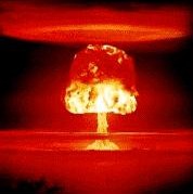 Nuclear mushroom -    When a nuke is triggered off(on?),a musgroom similar to the one in the picture is produced.