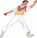 Cricket Player - cartoon drawing of a cricket playing pitching the ball