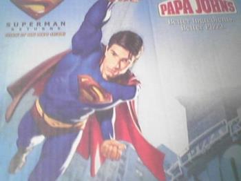 Superman - A picture of Superman on a pizza box.
