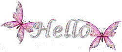 Hello From  Kentucky,USA - the word hello with two butterflies on each end of the word and it is in varigated colors,and sparkly like diamonds and rhinestones.