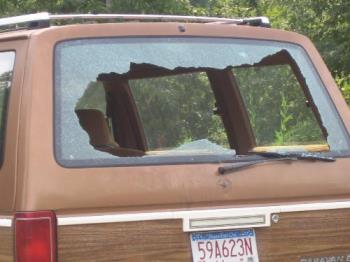 Broken window - car with broken window