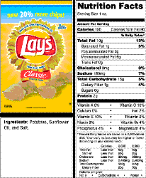 Lays and Nutritional Information