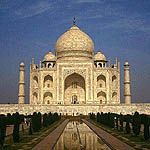 The Taj Mahal - As seen from front beyond the pond the Taj Mahal stands majestically as a monument to Mumtas Mahal.