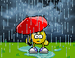 Red umbrella in rain - Here is a fun smiley to protect you from rain.