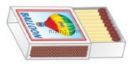 Matchbox - drawing of an open matchbox disclosing matches inside.