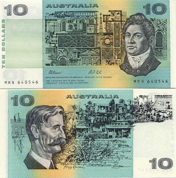 Aussie money - Picture of front & back of an Australian $10 note