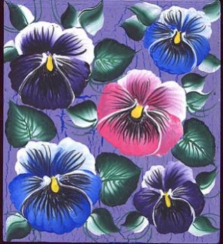 Pansies - painted pansies on the side of a wooden kleenex box...love the bright colors