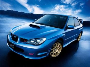 SUBARU IMPREZA WRX STI 2007 - SUBARU IMPREZA WRX STI 2007
Type: Turbocharged Flat-4 
Displacement cu in (cc): 150 (2457) 
Power bhp (kW) at RPM: 293(219) / 6000 
Torque lb-ft (Nm) at RPM: 290(393) / 4400 
Redline at RPM: n.a. 
Brakes & Tires 
Brakes F/R: ABS, vented disc/vented disc 
Tires F-R: 225/45 R17 
Driveline: All Wheel Drive 
Exterior Dimensions & Weight 
Length × Width × Height in: 175.8 × 68.5 × 56.3 
Weight lb (kg): 3351 (1521) 
Performance 
Acceleration 0-62 mph s: 