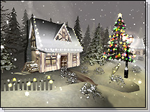 "Merry Christmas To All" - House with Christmas Lights and snow.